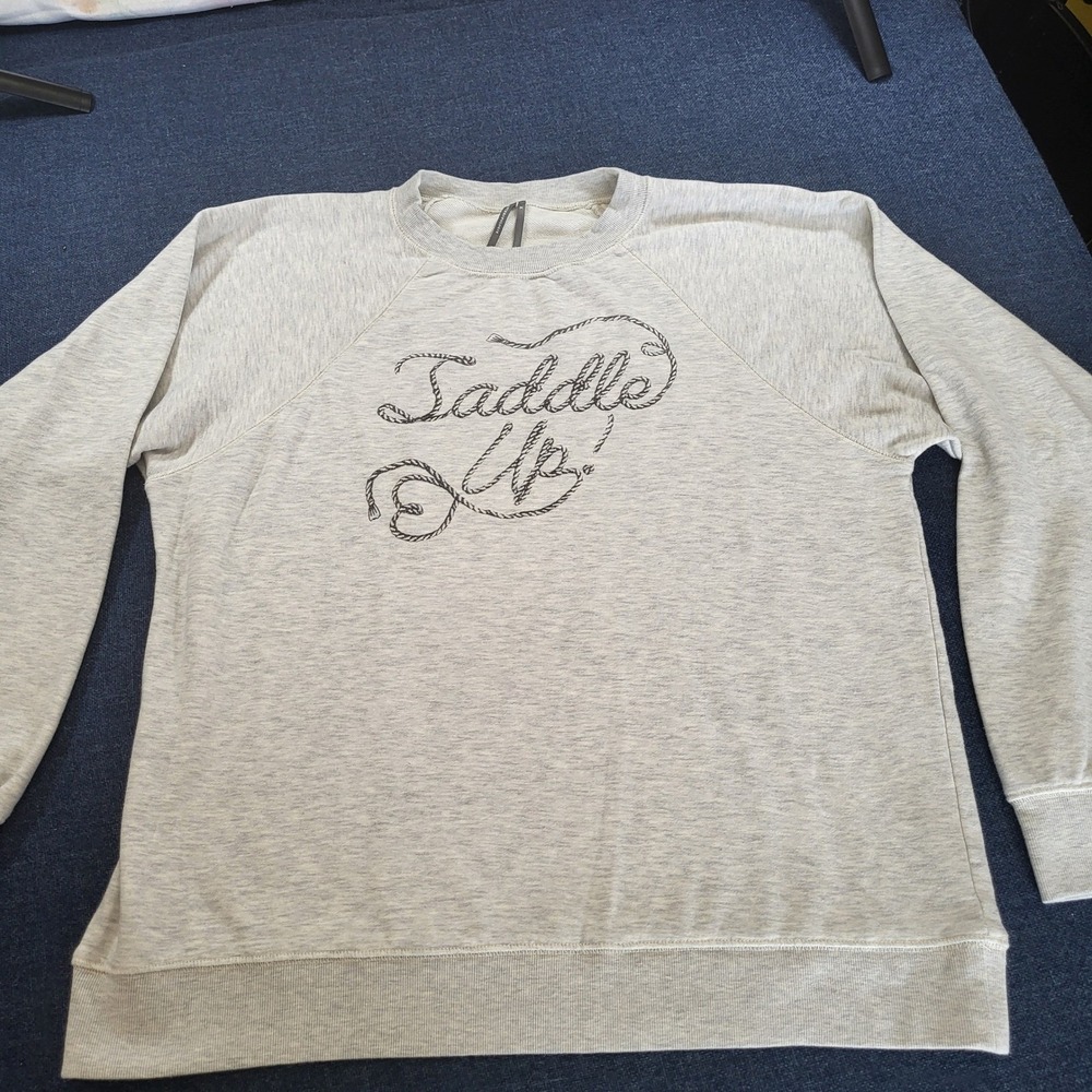 Anthropologie Light Grey Sweatshirt Saddle Up Rope Graphic Crewneck XL - Picture 2 of 10